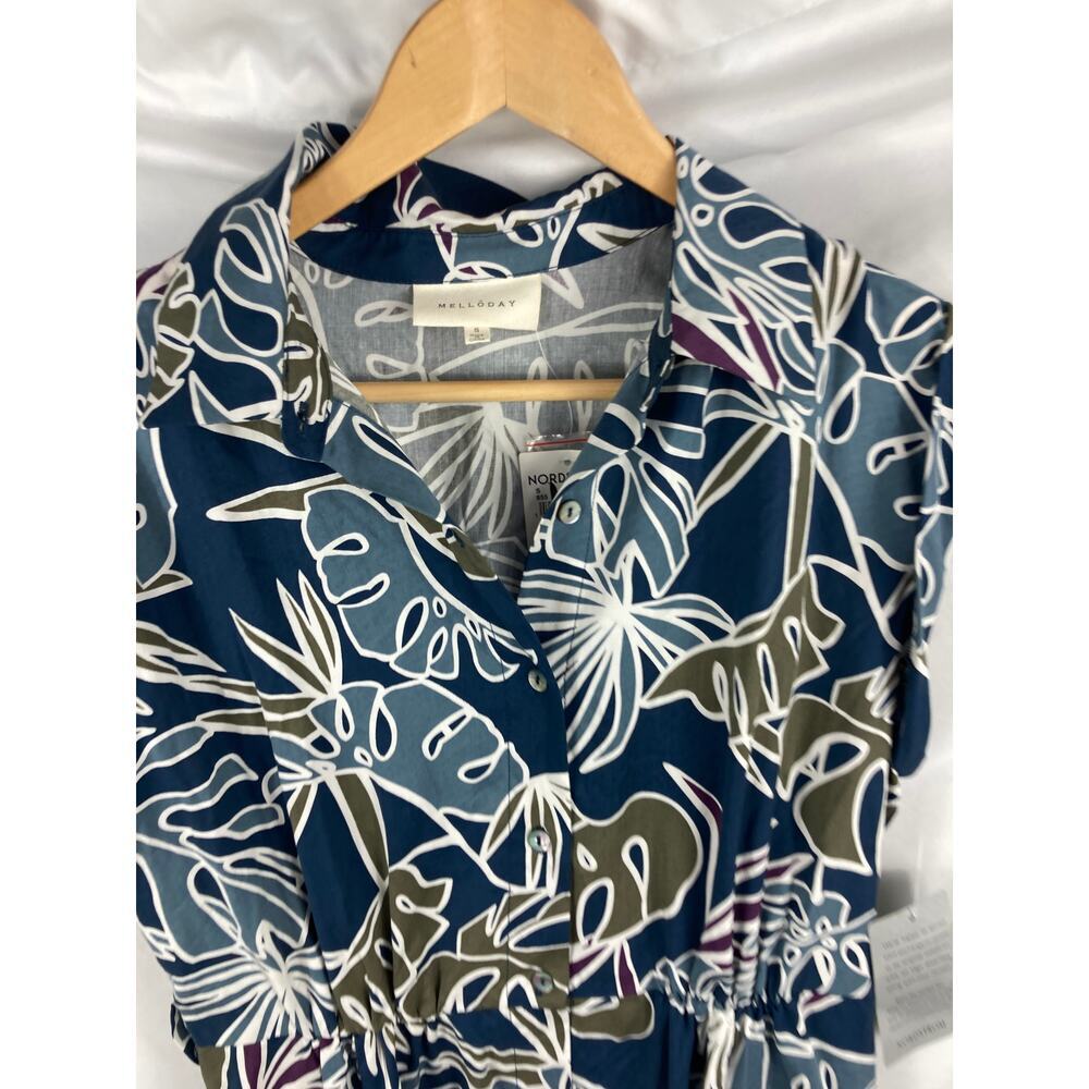 Melloday Abstract Floral Button Up Shirt Dress Size Small - Picture 4 of 6